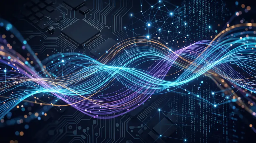 Abstract data waves over a circuit board